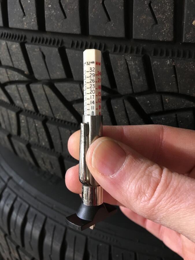 measured depth of typical tire